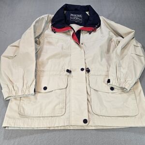 Pacific Trail Y2K Utility Jacket Beige Navy Red Outdoor Gorpcore Coat M NWOT